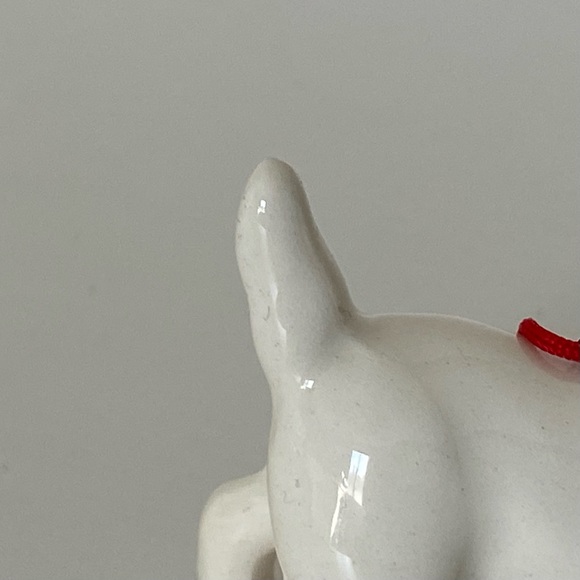 Vintage Ceramic White Cat Christmas Ornament 2.5” Red Bow Kitty Pets - Picture 5 of 13